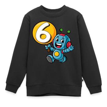 Endlich 6 Jahre sechs sechster Geburtstag Roboter - Kinder Premium Organic Sweatshirt - Schwarz - Vorne - AI Model Kid Female (0cm)
