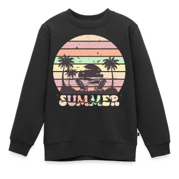 Summer Vibes - Design rétro - Sweat Premium enfant bio - noir - Devant - AI Model Kid Female (0cm)
