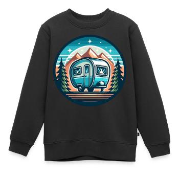 Camping Wohnwagen - Kinder Premium Organic Sweatshirt - Schwarz - Vorne - AI Model Kid Female (0cm)