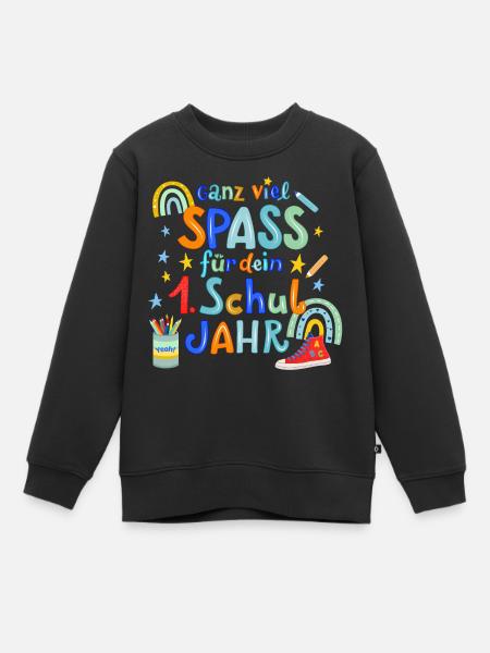 School, First Grade - Kids Premium Organic Sweatshirt - black