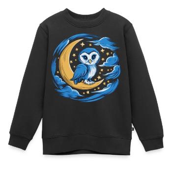 Eule Mond Sterne Nachthimmel - Kinder Premium Organic Sweatshirt - Schwarz - Vorne - AI Model Kid Female (0cm)