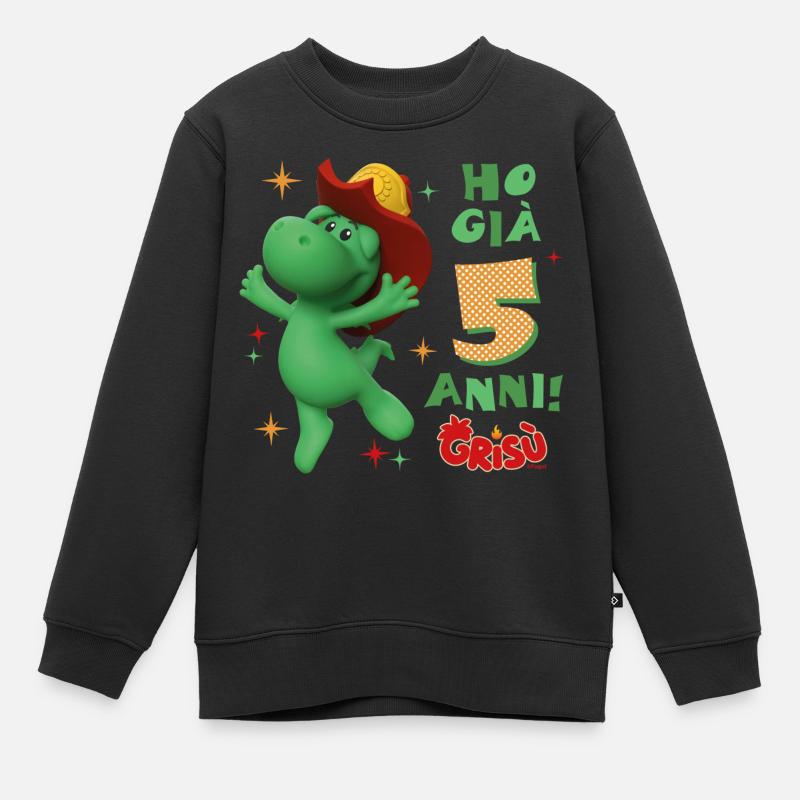 Grisù Il Piccolo Drago 5 Anni Compleanno - Felpa Premium bambino bio - nero