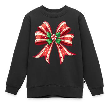 Cadeau De Noël Noeud Canne À Sucre - Sweat Premium enfant bio - noir - Devant - AI Model Kid Female (0cm)