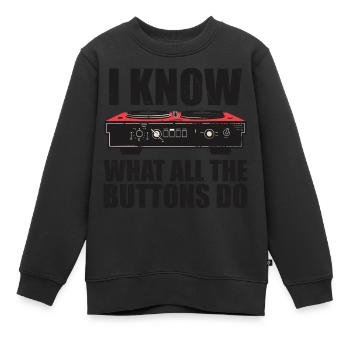 I know what all the buttons do - Sweat Premium enfant bio - noir - Devant - AI Model Kid Female (0cm)