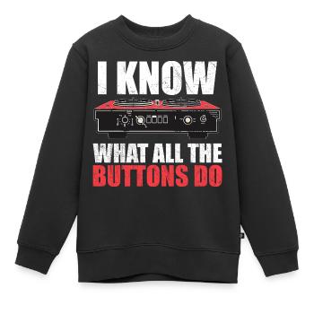 I know what all the buttons do - Sweat Premium enfant bio - noir - Devant - AI Model Kid Female (0cm)
