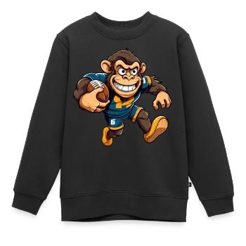 Rugby Monkey - Kids Premium Organic Sweatshirt - black - Front - AI Model Kid Female (0cm)