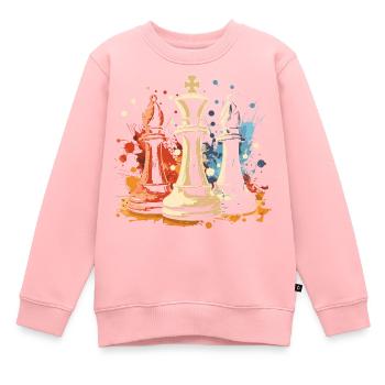 Graffiti de l’évêque et du roi des échecs - Sweat Premium enfant bio - rose - Devant - AI Model Kid Female (0cm)