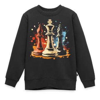 Graffiti de l’évêque et du roi des échecs - Sweat Premium enfant bio - noir - Devant - AI Model Kid Female (0cm)