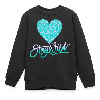 Stay Wild mit Leoparden-Musterherz - Kinder Premium Organic Sweatshirt - Schwarz - Vorne - AI Model Kid Female (0cm)