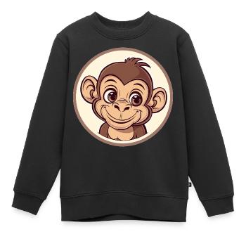 Fröhlicher Affe mit Lächeln - Kinder Premium Organic Sweatshirt - Schwarz - Vorne - AI Model Kid Female (0cm)