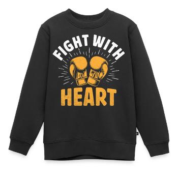 Lutte avec le cœur Boxeur Sports Force Gym Athlète - Sweat Premium enfant bio - noir - Devant - AI Model Kid Female (0cm)