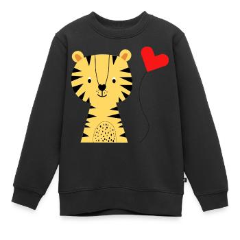 Süßer Tiger mit Herzluftballon - Babymode - Geburt - Kinder Premium Organic Sweatshirt - Schwarz - Vorne - AI Model Kid Female (0cm)