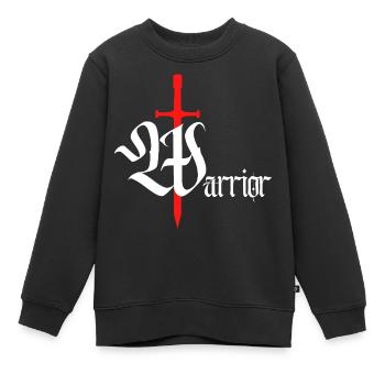 Design de guerrier gothique avec texte blanc épée - Sweat Premium enfant bio - noir - Devant - AI Model Kid Female (0cm)