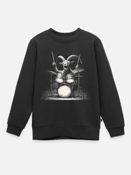 Capricorne jouant des tambours cadeau pour musicien - Sweat Premium enfant bio - noir