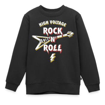 High Voltage Rock N Roll Guitar - Kids Premium Organic Sweatshirt - black - Front - AI Model Kid Female (0cm)