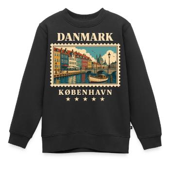 Dänemark Kopenhagen Vintage Reisemarke - Kinder Premium Organic Sweatshirt - Schwarz - Vorne - AI Model Kid Female (0cm)