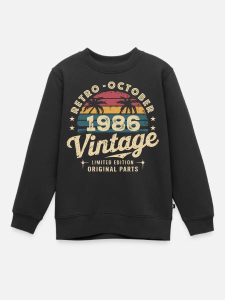 Vintage Oktober 1986 Retro-Ausgabe Oktober 1986 - Kinder Premium Organic Sweatshirt - Schwarz