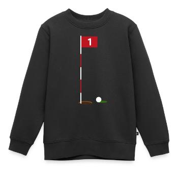 Balle de golf devant le drapeau et trou / drapeau de golf - Sweat Premium enfant bio - noir - Devant - AI Model Kid Female (0cm)