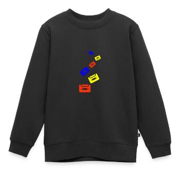 Kassette Symbol - Kinder Premium Organic Sweatshirt - Schwarz - Vorne - AI Model Kid Female (0cm)