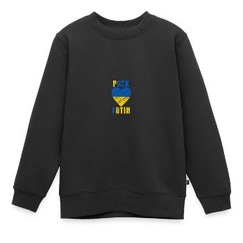 FK Poutine, Puck Futin, Stand avec l’Ukraine, Anti Guerre - Sweat Premium enfant bio - noir - Devant - AI Model Kid Female (0cm)
