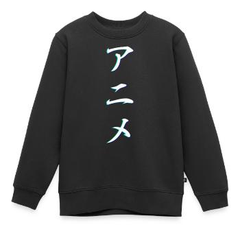 Anime Glitch Vaporwave Effet Kanji Japon - Sweat Premium enfant bio - noir - Devant - AI Model Kid Female (0cm)