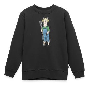 Lama Landwirt Mistgabel Bauernhof - Kinder Premium Organic Sweatshirt - Schwarz - Vorne - AI Model Kid Female (0cm)