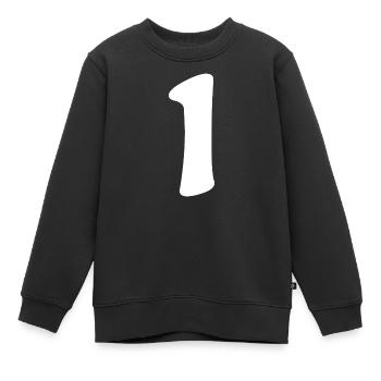 Eins: Minimalistische Ziffer 1 | Erster - Kinder Premium Organic Sweatshirt - Schwarz - Vorne - AI Model Kid Female (0cm)