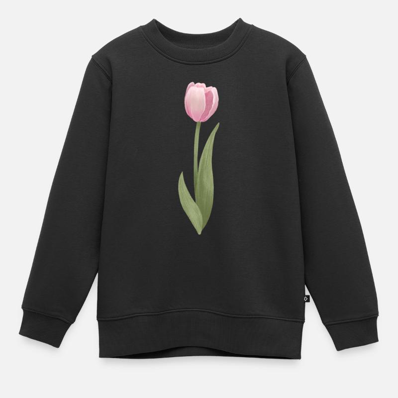 rosa Tulpe - Kinder Premium Organic Sweatshirt - Schwarz