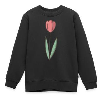 tulipe - Sweat Premium enfant bio - noir - Devant - AI Model Kid Female (0cm)