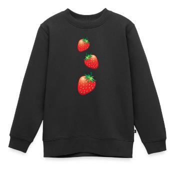 3 Erdbeeren gehen runter - Kinder Premium Organic Sweatshirt - Schwarz - Vorne - AI Model Kid Female (0cm)