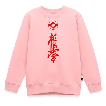 Kyokushin Kanji Design en rouge - Sweat Premium enfant bio - rose - Devant - AI Model Kid Female (0cm)
