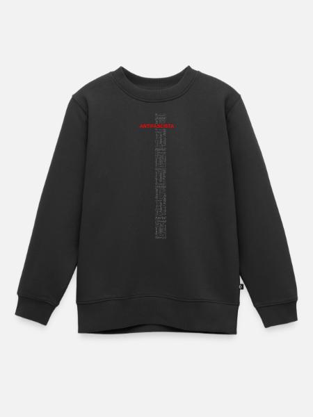 Alerte! Antifasciste ! - Art des mots rouge/gris - Sweat Premium enfant bio - noir