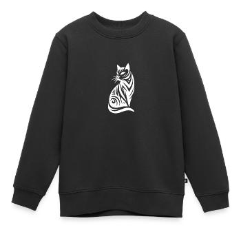Silhouette décorative de chats dans le style tribal - Sweat Premium enfant bio - noir - Devant - AI Model Kid Female (0cm)