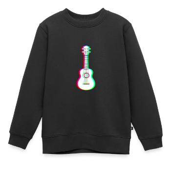 EDM - Acoustic Guitar - Glitch Rave Style - Kids Premium Organic Sweatshirt - black - Front - AI Model Kid Female (0cm)