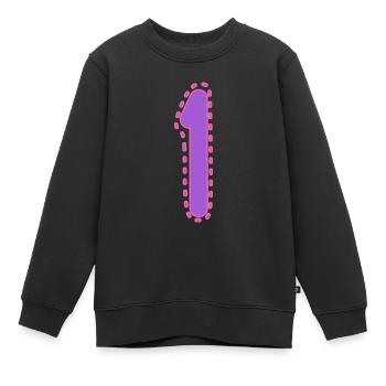 1. 1 AN. 1er ANNIVERSAIRE. ANNIVERSAIRE 1 AN - Sweat Premium enfant bio - noir - Devant - AI Model Kid Female (0cm)