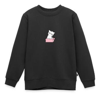 Carton de chat mignon - Sweat Premium enfant bio - noir - Devant - AI Model Kid Female (0cm)