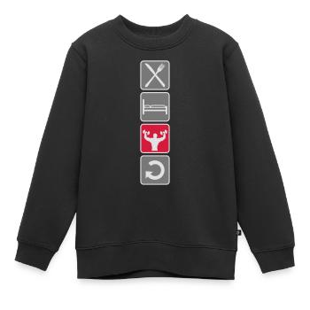 logo vertical manger sommeil train répéter répéter - Sweat Premium enfant bio - noir - Devant - AI Model Kid Female (0cm)