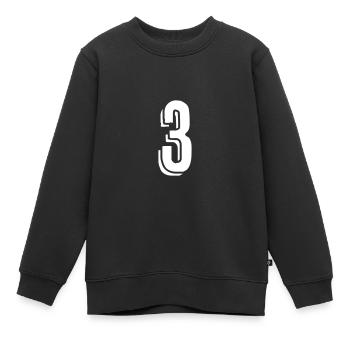 Trikotnummer 3 - Zahl - Drei - Kinder Premium Organic Sweatshirt - Schwarz - Vorne - AI Model Kid Female (0cm)