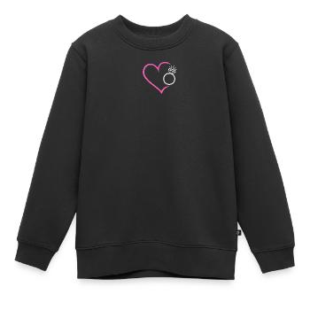 Coeur avec bague en diamant, alliance, alliance, mariée - Sweat Premium enfant bio - noir - Devant - AI Model Kid Female (0cm)