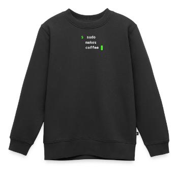 Sudo Makes Coffee – Linux Terminal Design - Kids Premium Organic Sweatshirt - black - Front - AI Model Kid Female (0cm)