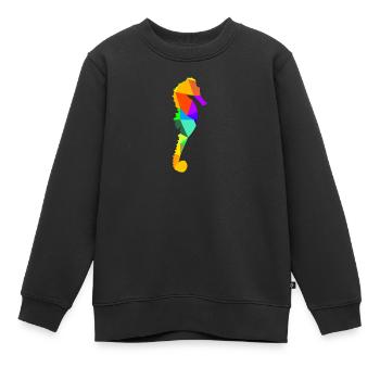 Hippocampe Animaux de la mer Arc-en-ciel Animaux Polygone - Sweat Premium enfant bio - noir - Devant - AI Model Kid Female (0cm)