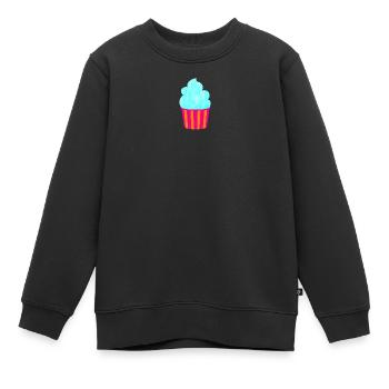 Eis Icecream Becher Streifen cyan Sommer Eiscreme - Kinder Premium Organic Sweatshirt - Schwarz - Vorne - AI Model Kid Female (0cm)
