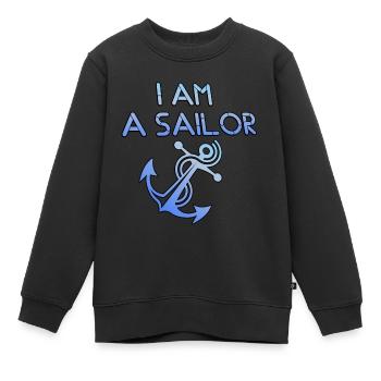 Je suis un marin "je suis un marin" - Sweat Premium enfant bio - noir - Devant - AI Model Kid Female (0cm)