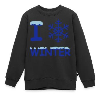I love winter Schneeflocke - Kinder Premium Organic Sweatshirt - Schwarz - Vorne - AI Model Kid Female (0cm)