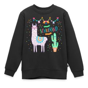 Schulkind Einschulung 2025 Mädchen rosa Lama - Kinder Premium Organic Sweatshirt - Schwarz - Vorne - AI Model Kid Female (0cm)