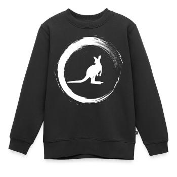 Kangourou - Sweat Premium enfant bio - noir - Devant - AI Model Kid Female (0cm)