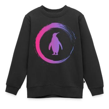 Pinguin - Kinder Premium Organic Sweatshirt - Schwarz - Vorne - AI Model Kid Female (0cm)