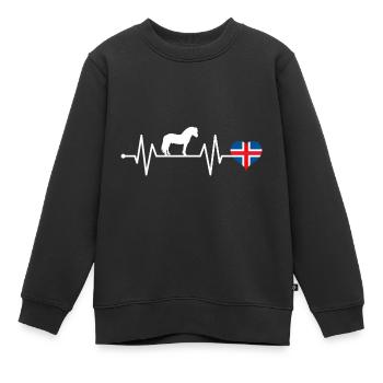 Islandpferd Isländer Pferd Pony Herzschlag - Kinder Premium Organic Sweatshirt - Schwarz - Vorne - AI Model Kid Female (0cm)
