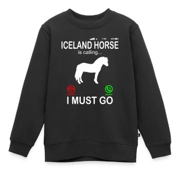 Islandpferd Pferd ruft an Lustiger Telefon Spruch - Kinder Premium Organic Sweatshirt - Schwarz - Vorne - AI Model Kid Female (0cm)