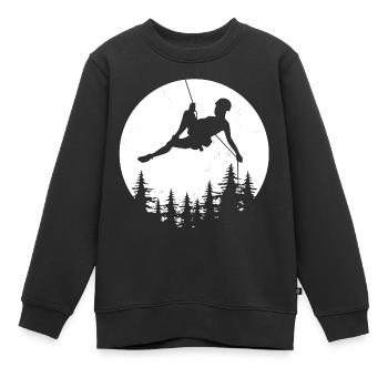 Lune grimpeur escalade rappel montagnes cadeau - Sweat Premium enfant bio - noir - Devant - AI Model Kid Female (0cm)